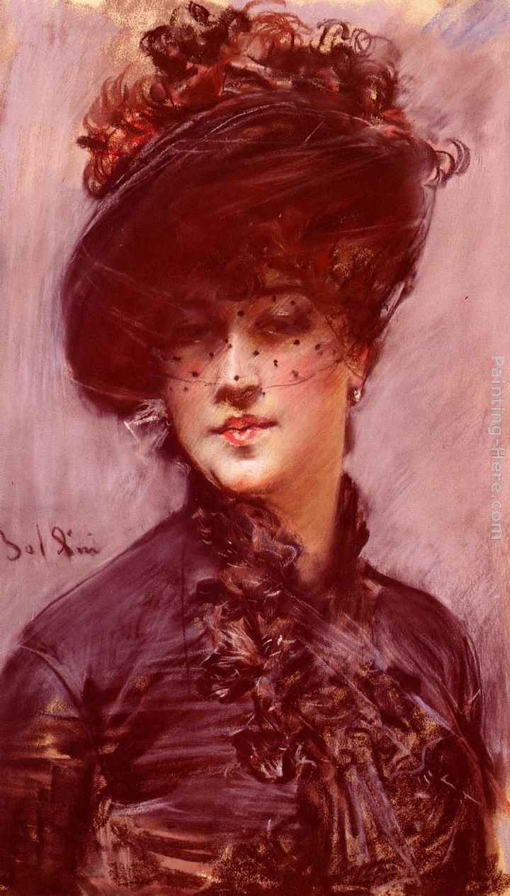 La Femme Au Chapeau Noir painting - Giovanni Boldini La Femme Au Chapeau Noir art painting